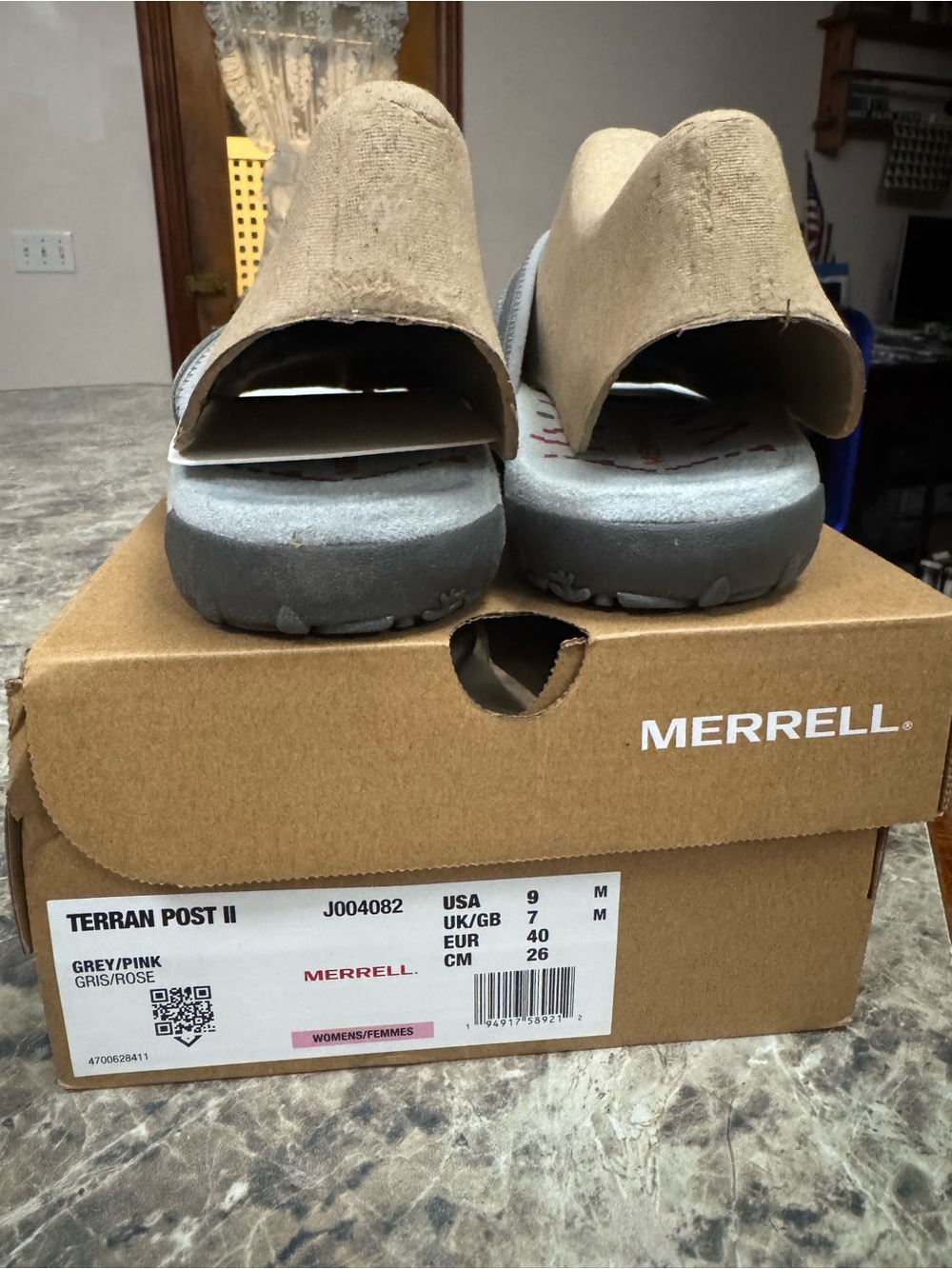 Merrell Women's Gray and Pink Terran Post II Sandals - Picture 7 of 7